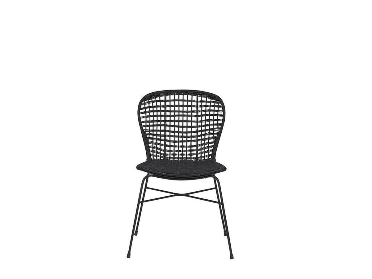 Beliani Elfros Eetkamerstoel Set Van 2 Rotan 49 X 56 Cm - Zwart