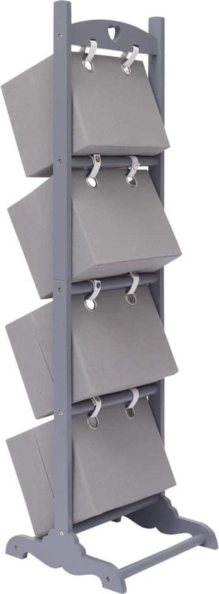 Vidaxl Mandenrek 4-laags 35x35x125 Cm Hout Donker - Grijs