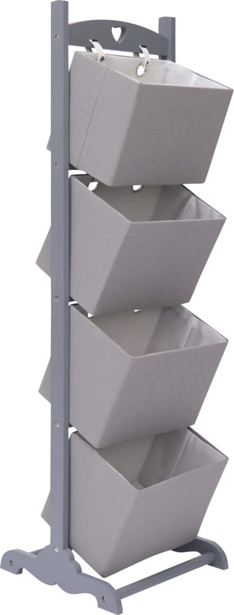 Vidaxl Mandenrek 4-laags 35x35x125 Cm Hout Donker - Grijs