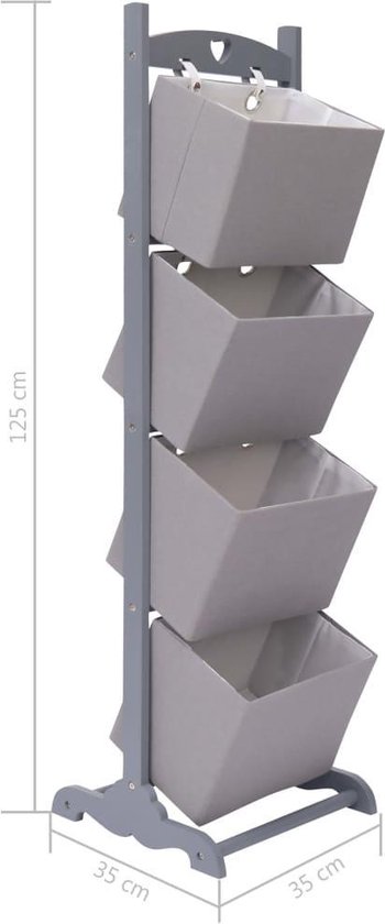 Vidaxl Mandenrek 4-laags 35x35x125 Cm Hout Donker - Grijs