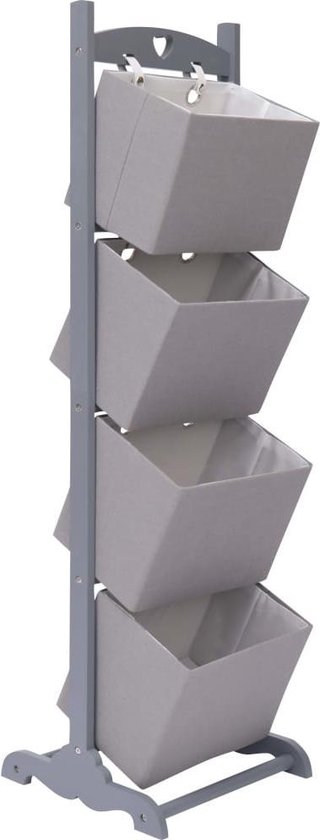 Vidaxl Mandenrek 4-laags 35x35x125 Cm Hout Donker - Grijs