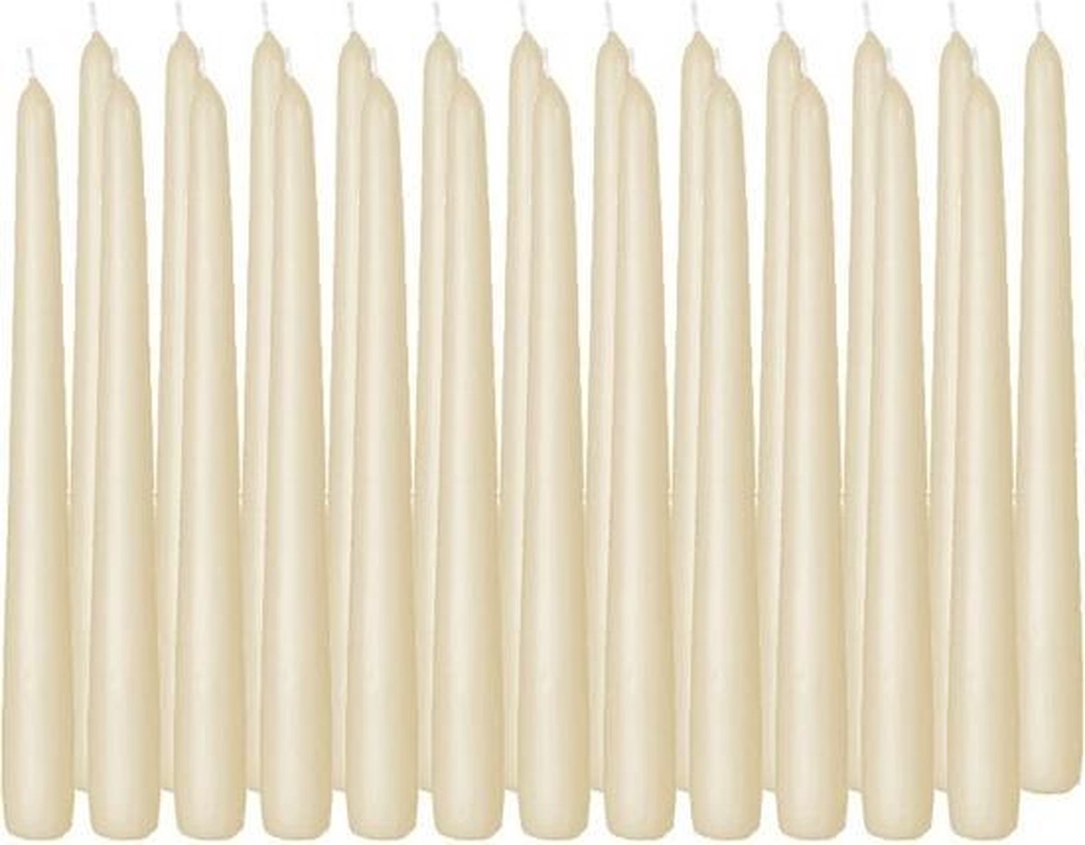 Trend Candles 24x Cremete Dinerkaarsen 25 Cm 8 Branduren - Geurloze Kaarsen - Tafelkaarsen/kandelaarkaarsen - Wit