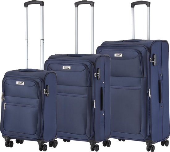 TRAVELZ Softspinner Tsa Kofferset - 3-delige Zachte Trolleyset - - Blauw