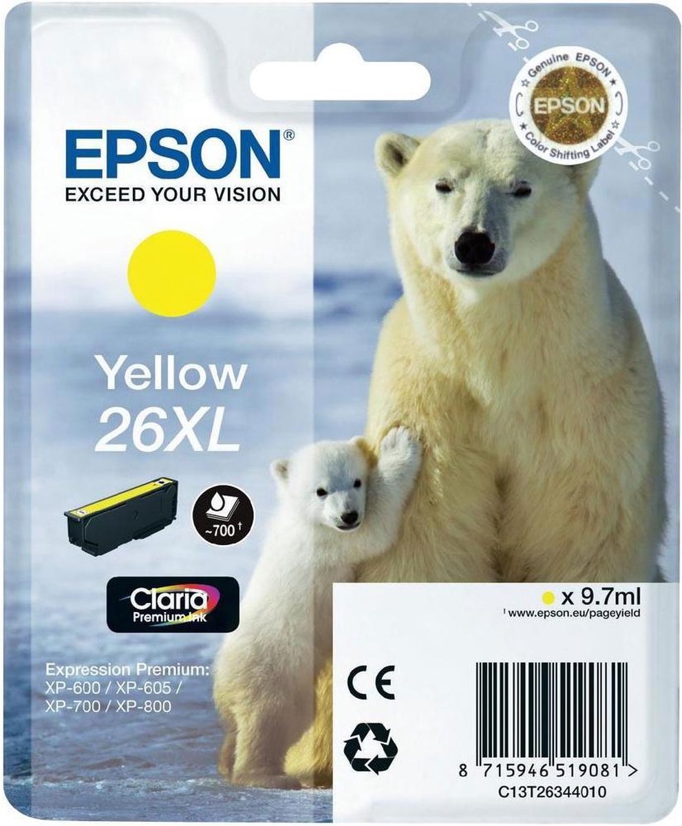 Epson 26XL (T2634) - Inktcartridge / - Geel