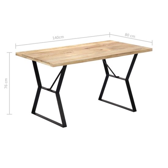 Vidaxl Eettafel 140x80x76 Cm Massief Mangohout - Bruin