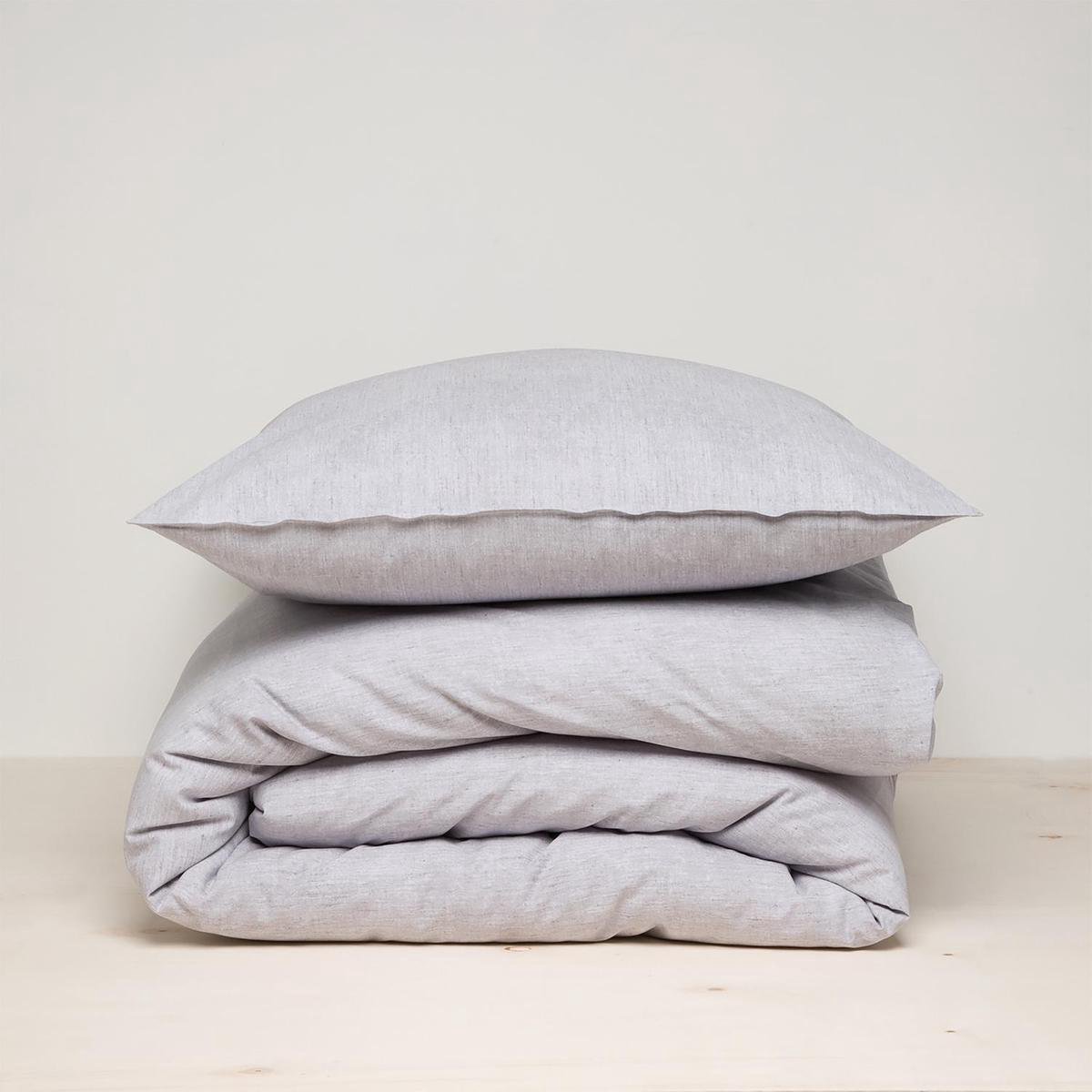 Damai Organic Birk Dekbedovertrek - 1-persoons (140x200/220 Cm + 1 Sloop) - Katoen - Grey - Grijs