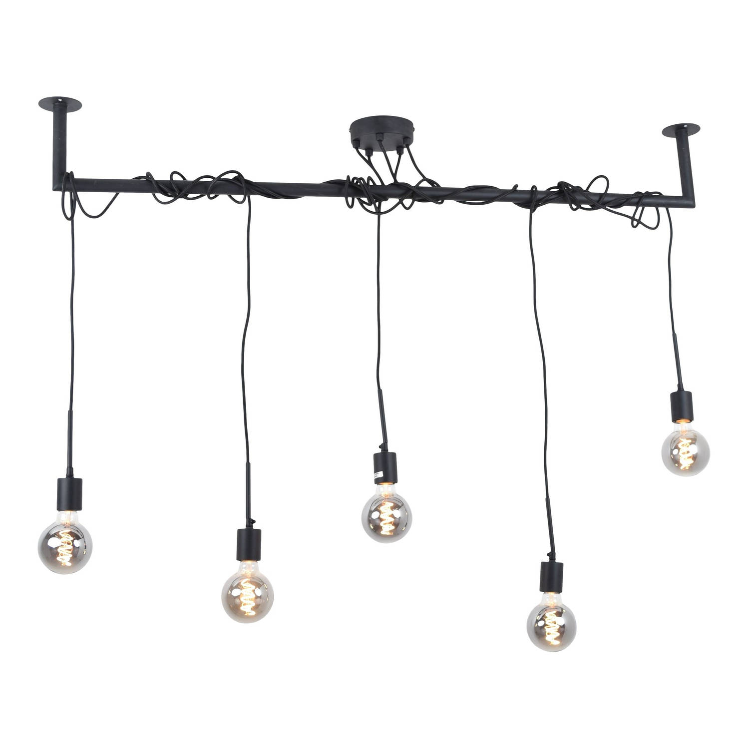 Lamponline Hanglamp Bar 5 Lichts L 120 Cm - Zwart