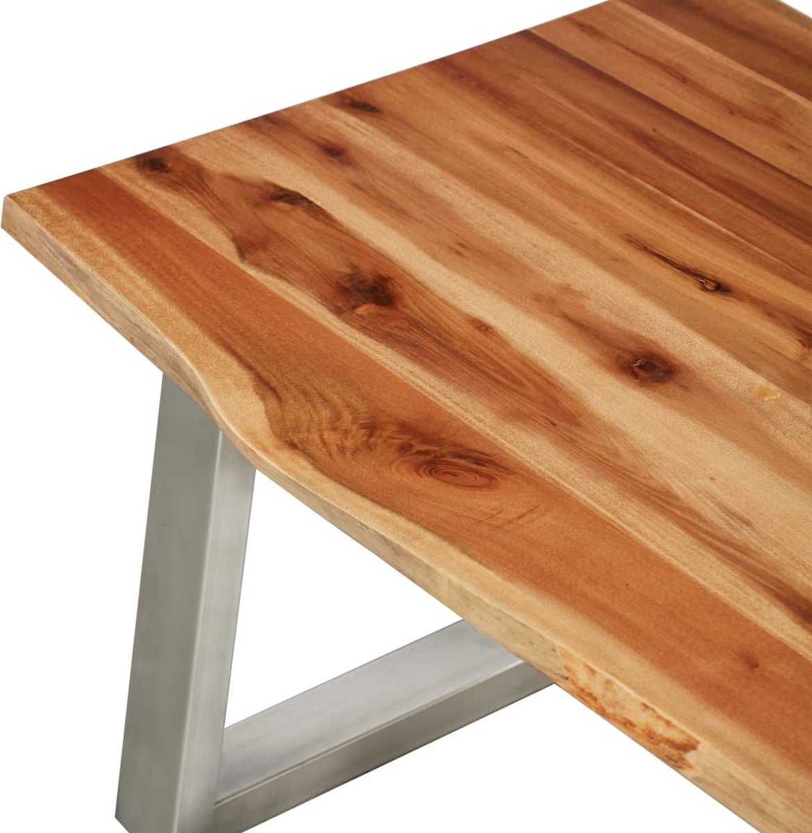 Vidaxl Salontafel 100x60x40 Cm Massief Acaciahout En Roestvrij Staal - Bruin