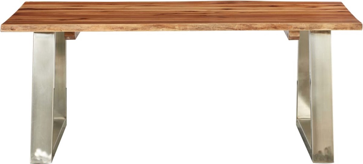 Vidaxl Salontafel 100x60x40 Cm Massief Acaciahout En Roestvrij Staal - Bruin