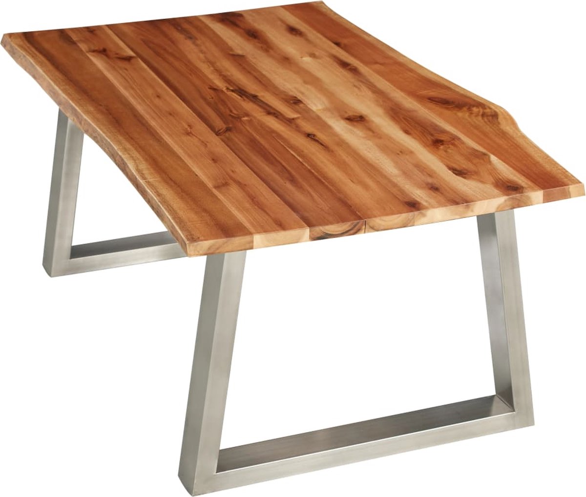 Vidaxl Salontafel 100x60x40 Cm Massief Acaciahout En Roestvrij Staal - Bruin