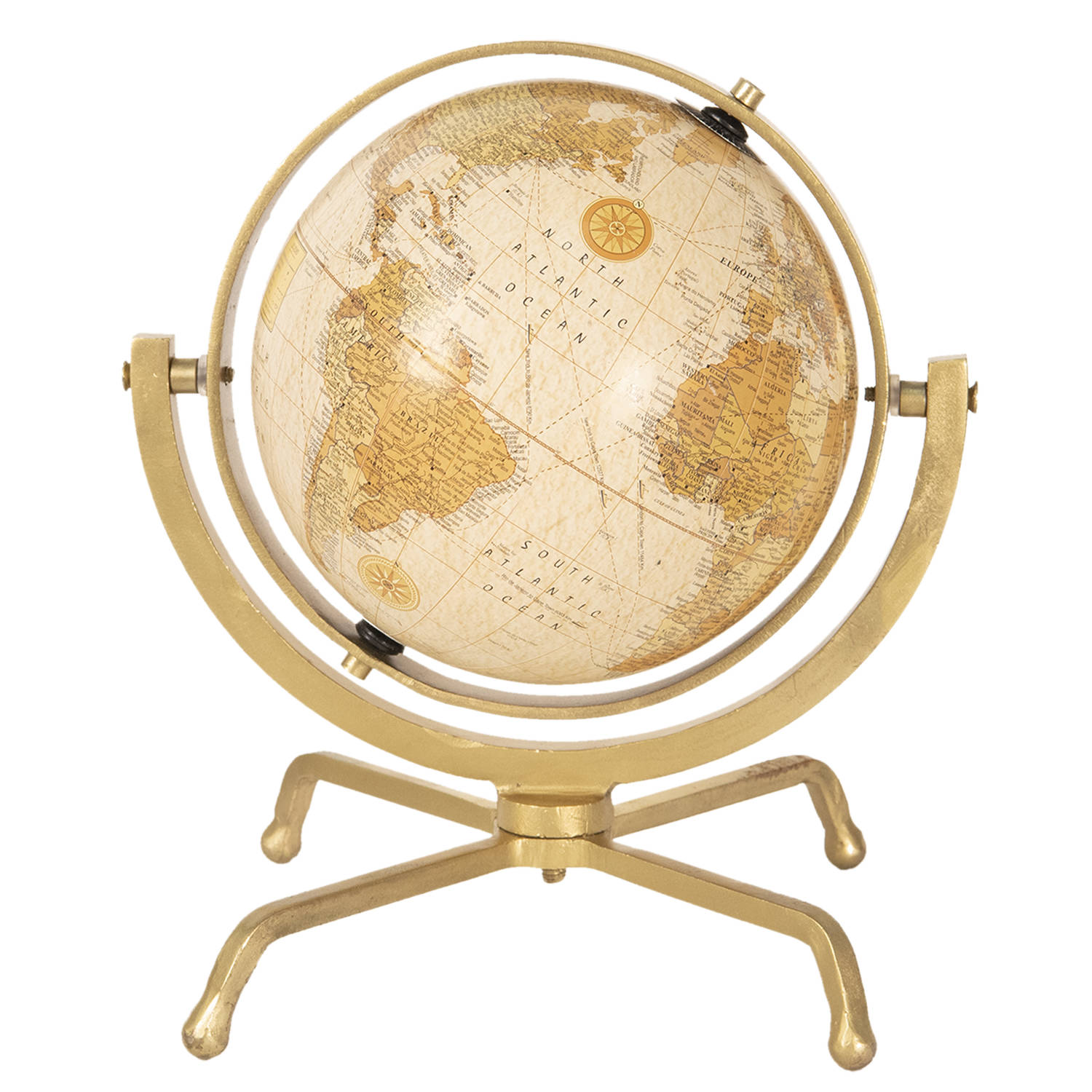 Clayre & Eef Wereldbol/globe 29*29*31 Cm Meerkleurig Hout / Ijzer Rond Wereld 64193