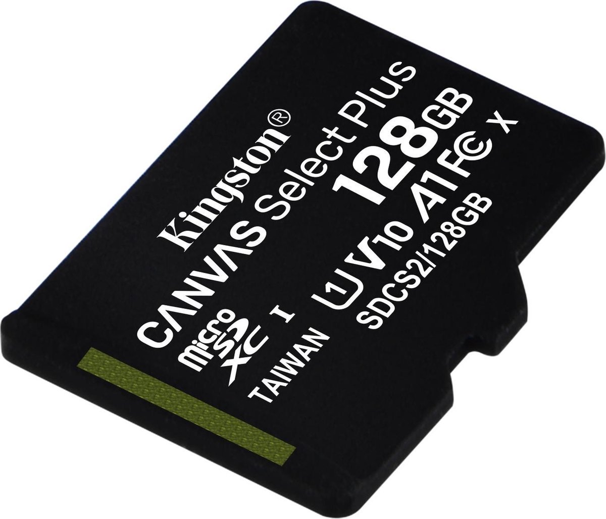 Kingston microSDXC Canvas Select Plus 128GB 100 MB/s + SD adapter - Zwart