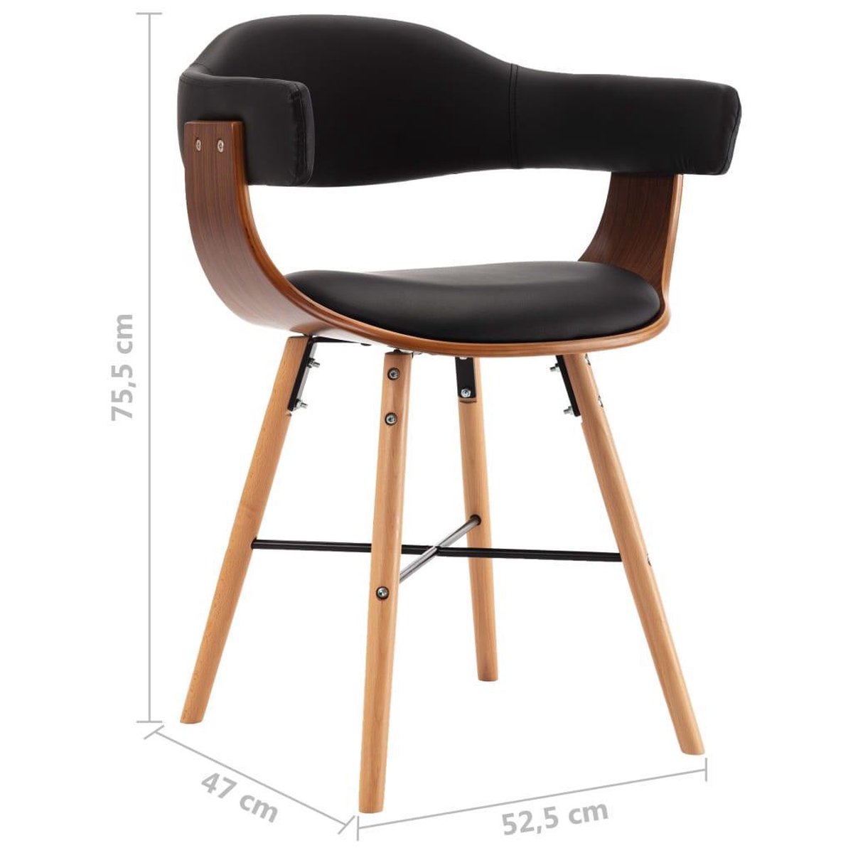 Vidaxl Eetkamerstoelen 4 St Kunstleer En Gebogen Hout - Zwart