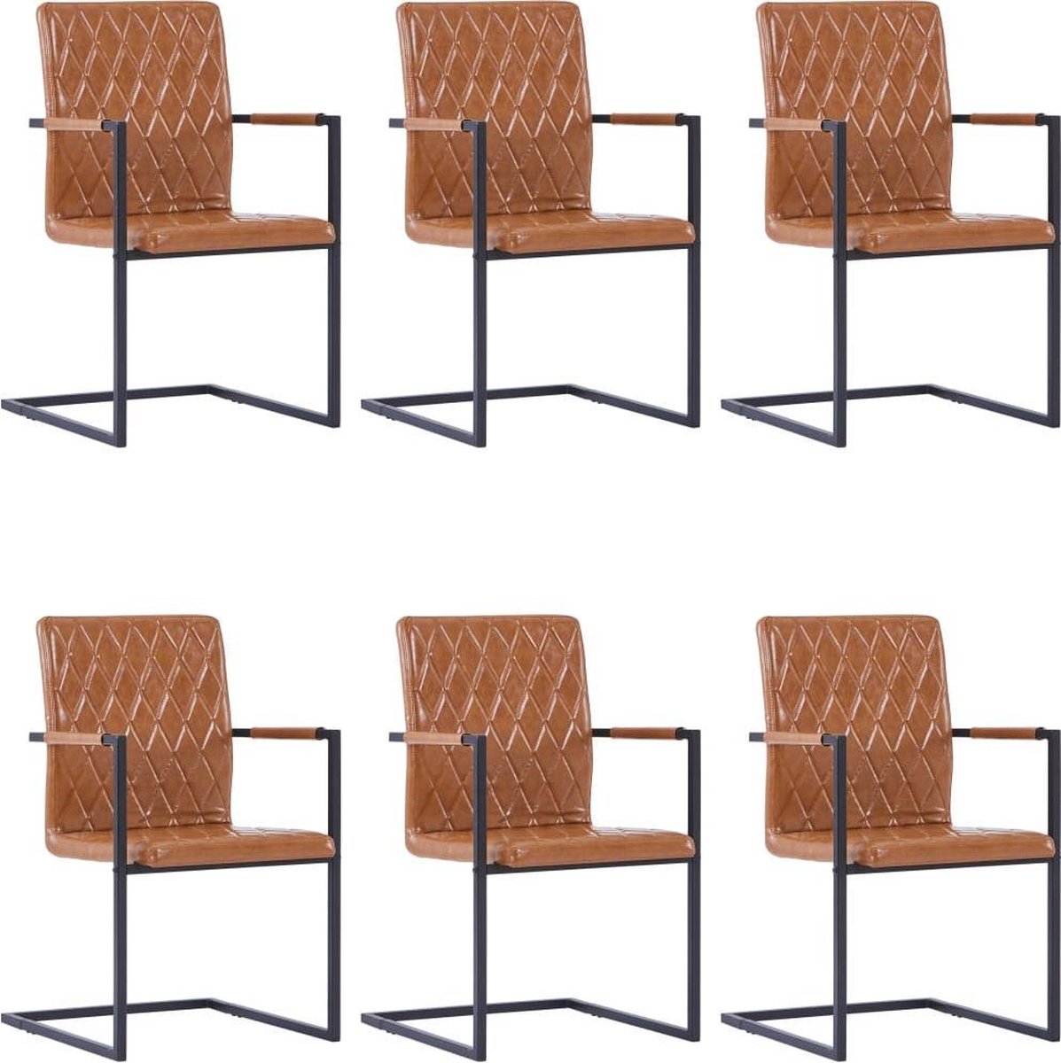 Vidaxl Eetkamerstoelen 6 St Kunstleer Cognackleurig - Bruin
