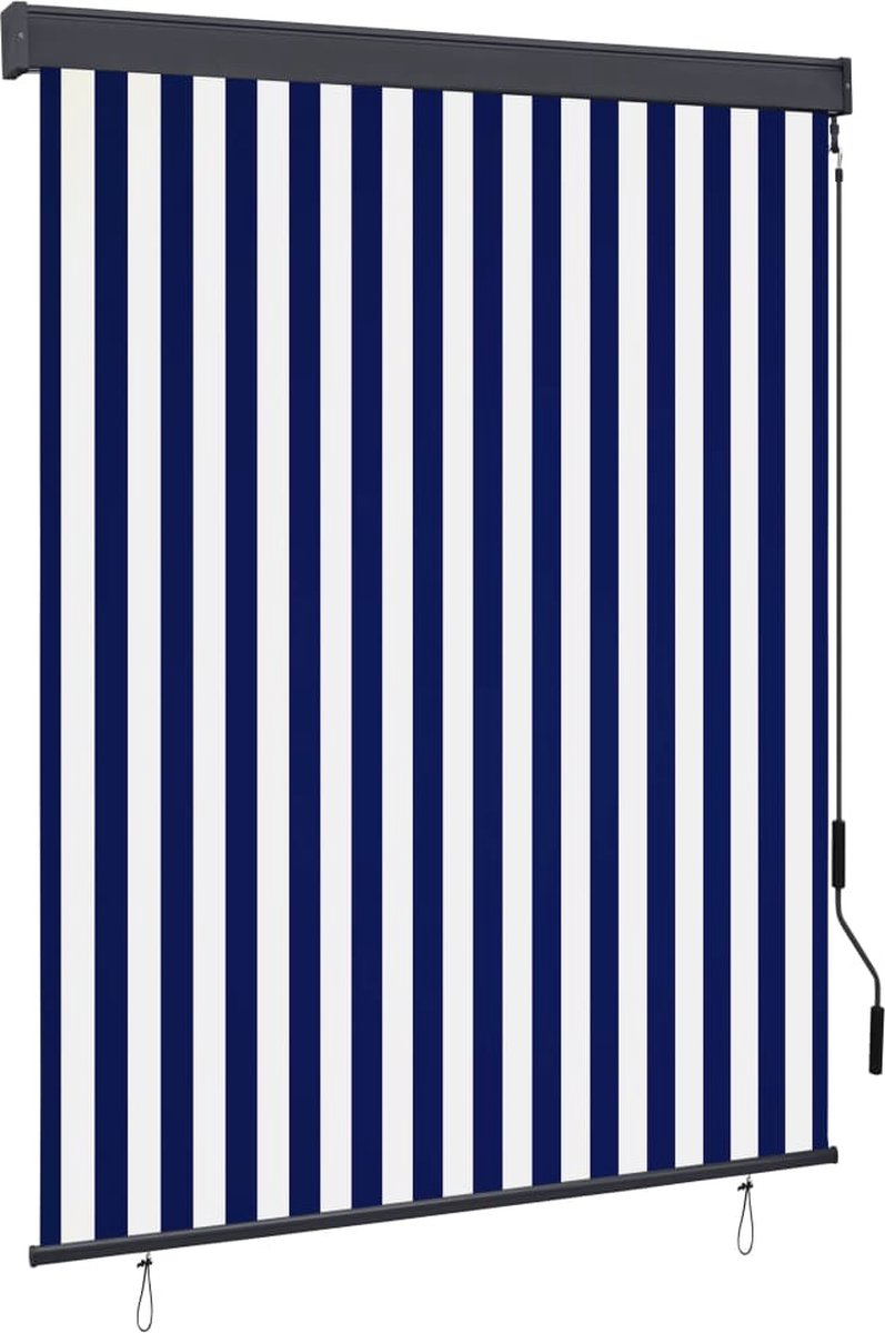 Vidaxl Rolgordijn Voor Buiten 140x250 Cm En Wit - Blauw