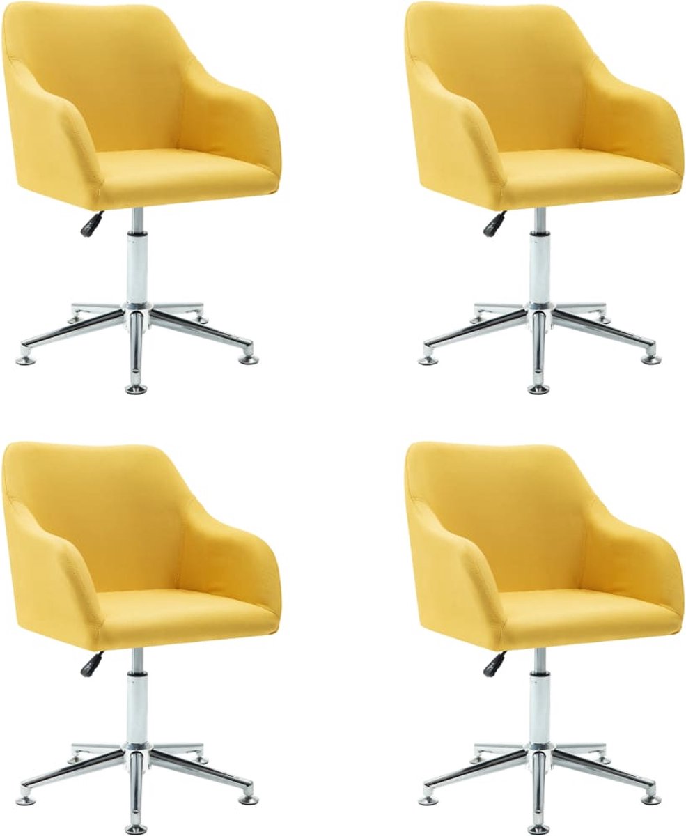 Vidaxl Eetkamerstoelen Draaibaar 4 St Stof - Geel