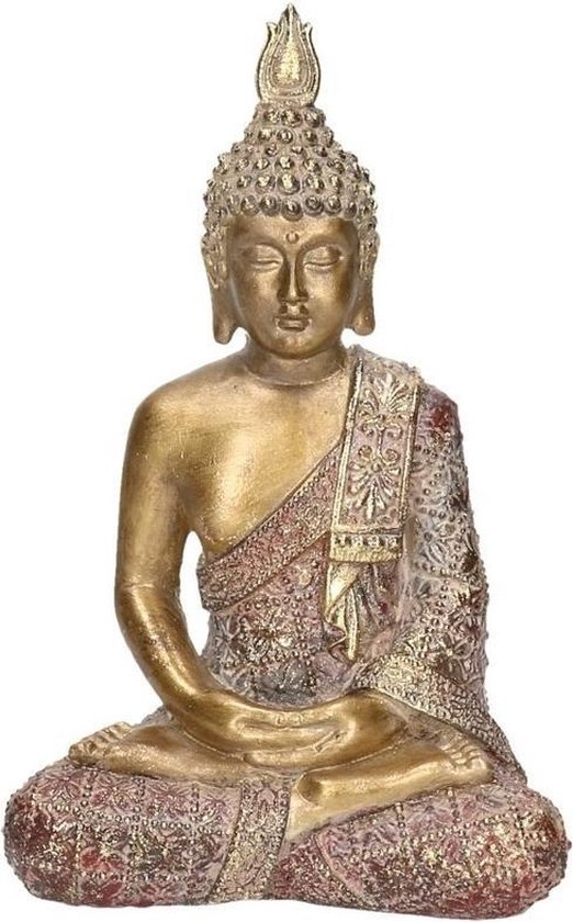 Boeddha Beeldje Zittend 20 Cm - Boeddha Beelden - Woondecoratie - Goud