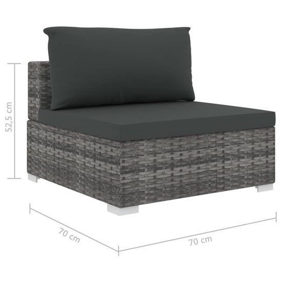 Vidaxl 6-delige Loungeset Met Kussens Poly Rattan - Grijs