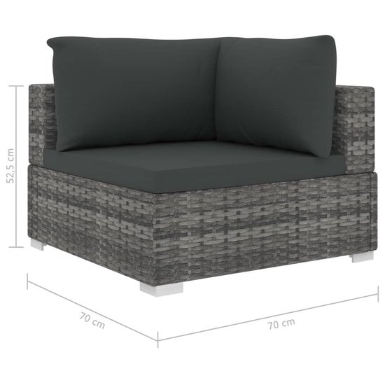 Vidaxl 6-delige Loungeset Met Kussens Poly Rattan - Grijs