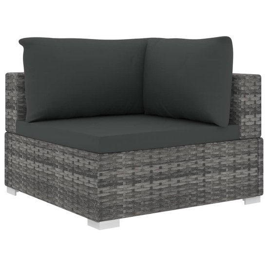 Vidaxl 6-delige Loungeset Met Kussens Poly Rattan - Grijs