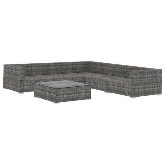 Vidaxl 6-delige Loungeset Met Kussens Poly Rattan - Grijs