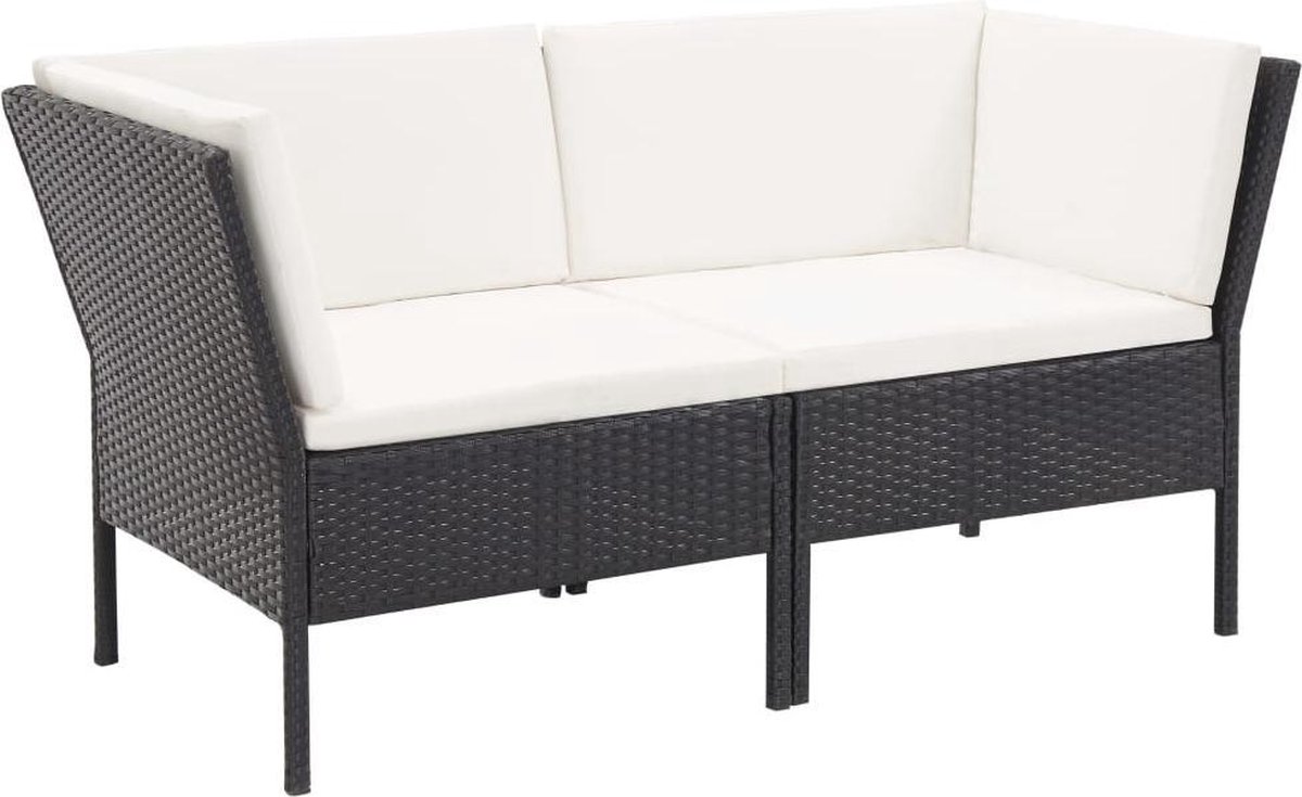 Vidaxl 6-delige Loungeset Met Kussens Poly Rattan - Zwart