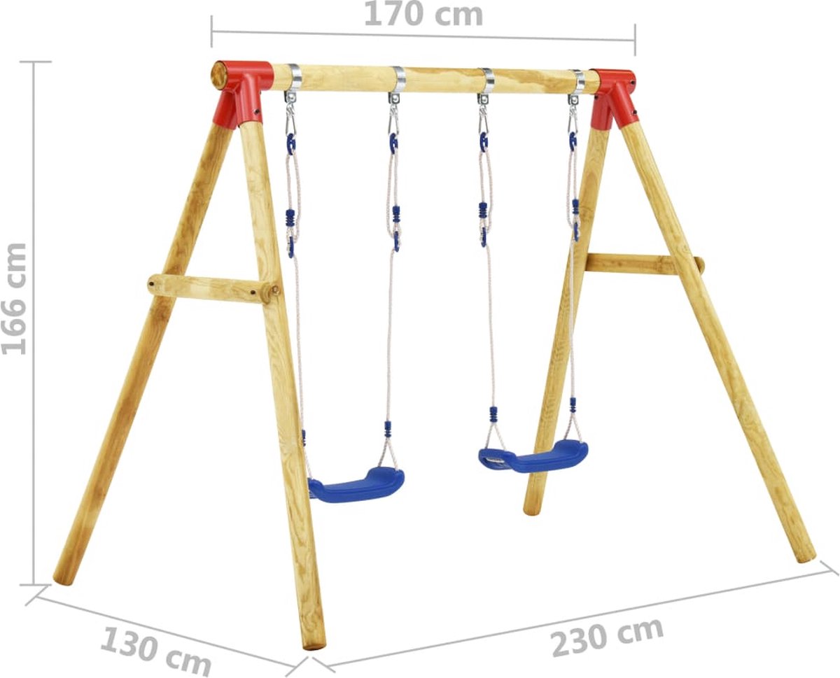 Vidaxl Schommelset 230x130x166 Cm Grenenhout - Bruin