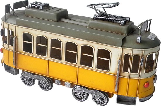 Clayre & Eef Model Tram 31*10*17 Cm Ijzer / Kunststof Staand Ijzeren Tram Jjau0020 - Geel