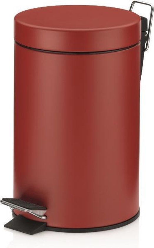 Kela Monaco Pedaal Afvalemmer - 3 Liter - Donker - - Rood