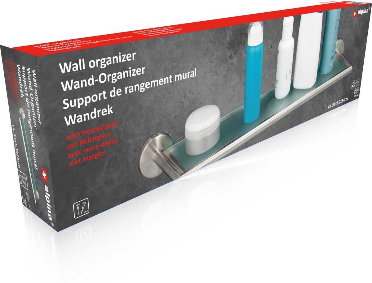 Alpina Planchet - Rvs/ Melkglas - 54 X 5,7 X 14 Cm