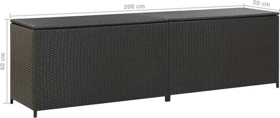 Vidaxl Tuinbox 200x50x60 Cm Poly Rattan - Zwart