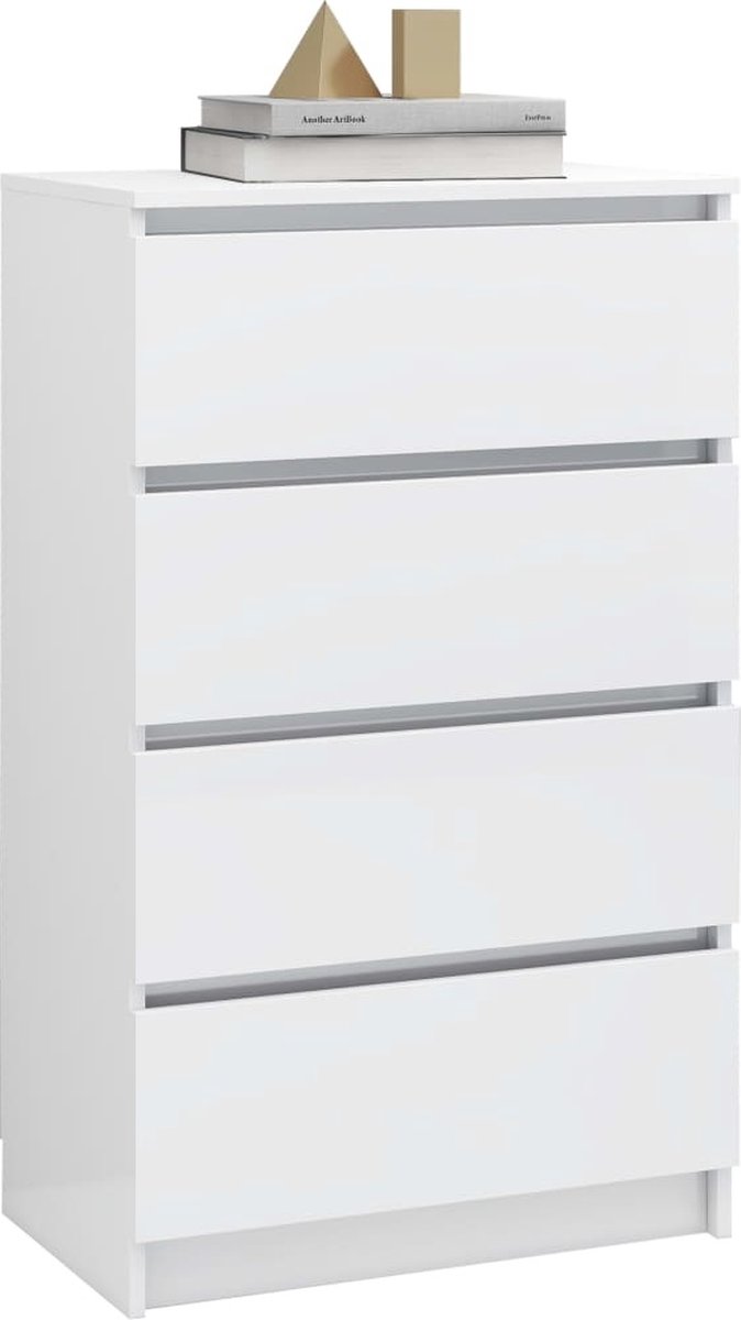 Vidaxl Dressoir 60x35x98,5 Cm Spaanplaat Hoogglans - Wit