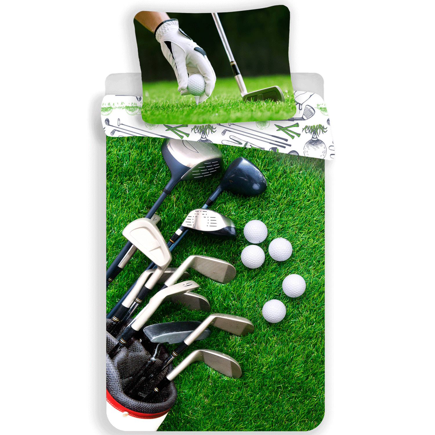 Sport Dekbedovertrek Golf - Eenpersoons - 140 X 200 Cm - - Groen