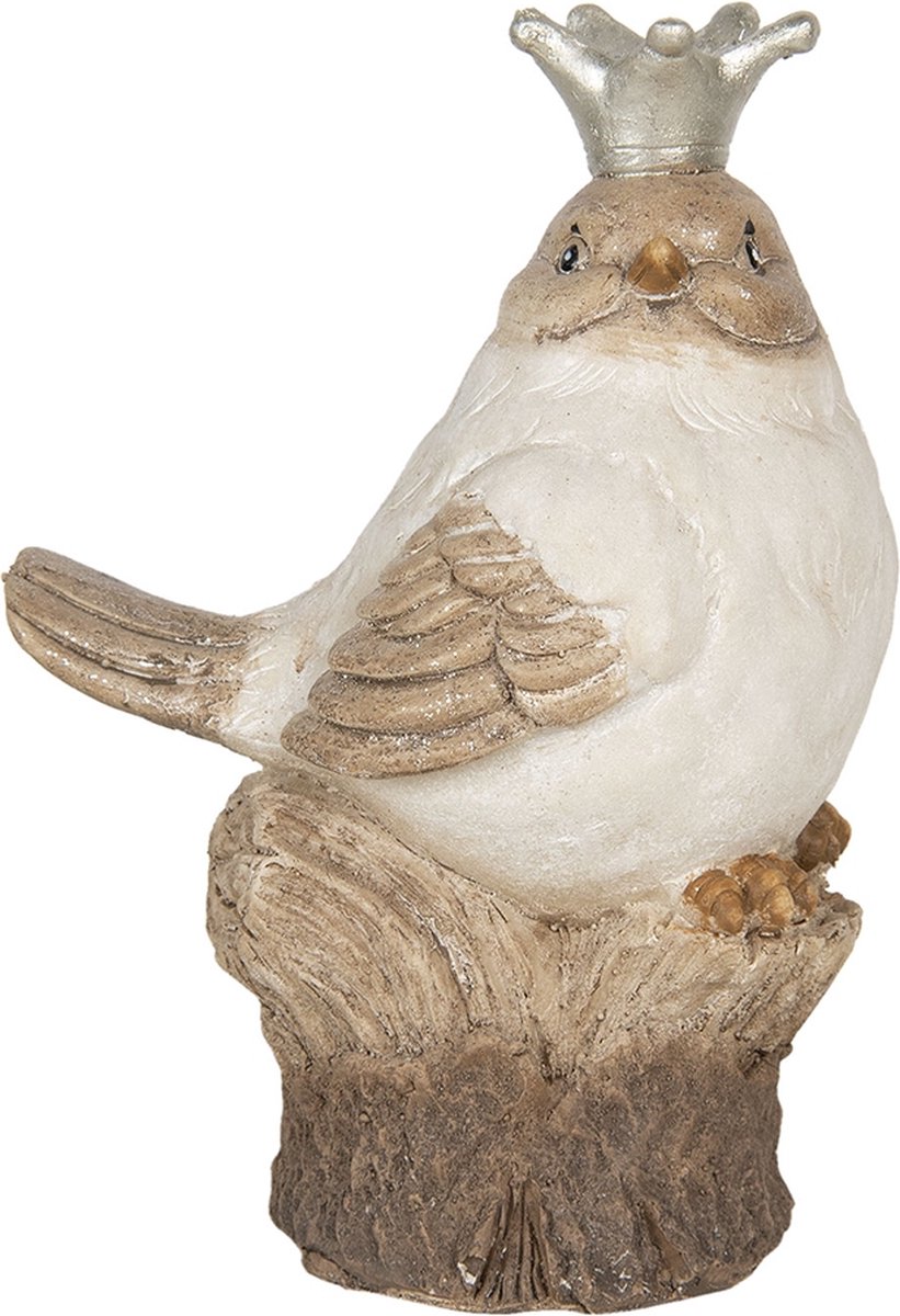 Clayre & Eef Decoratie Vogel 14*9*19 Cm Kunststof Vogel - Wit