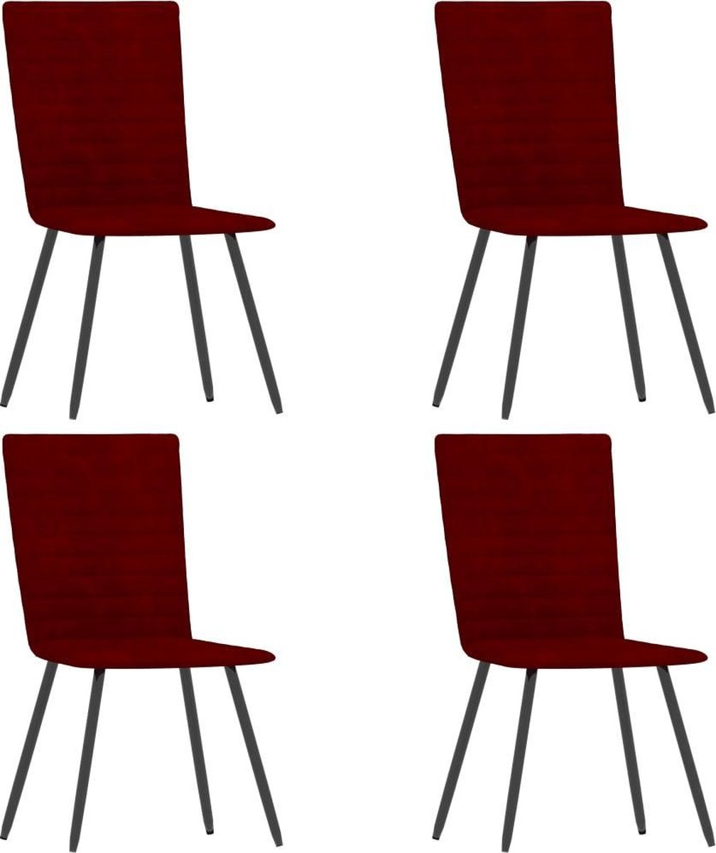 Vidaxl Eetkamerstoelen 4 St Fluweel Wijn - Rood