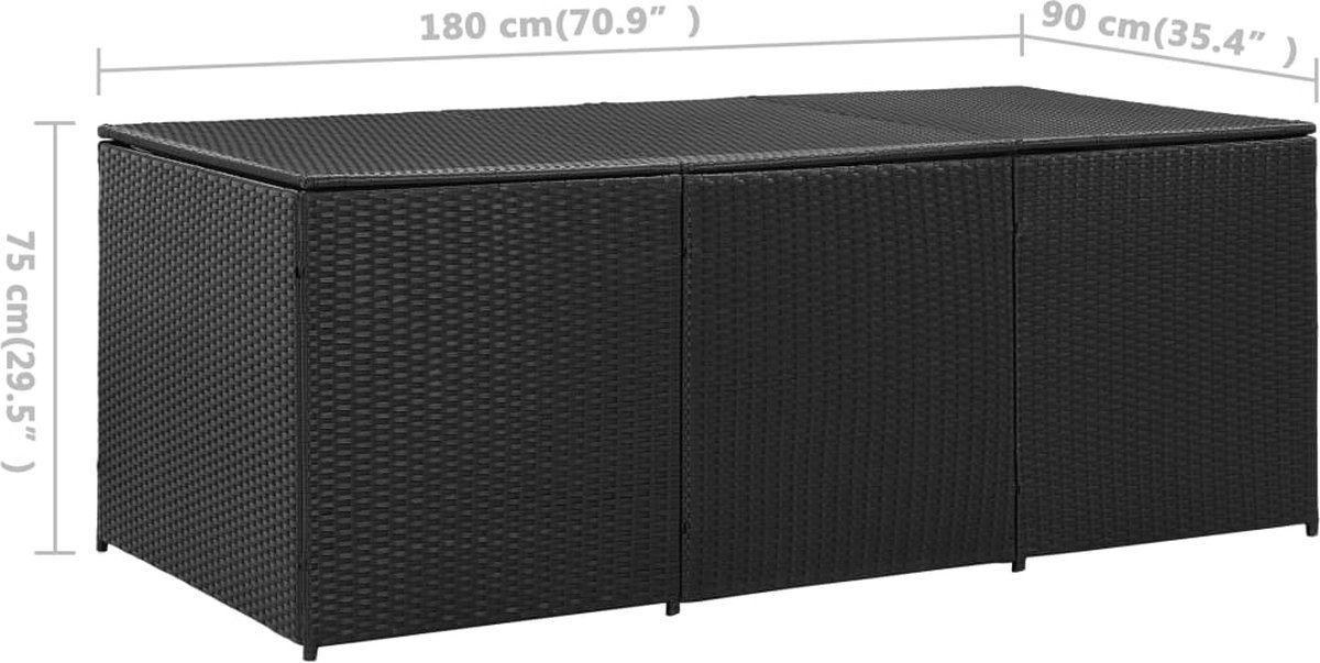 Vidaxl Tuinbox 180x90x75 Cm Poly Rattan - Zwart