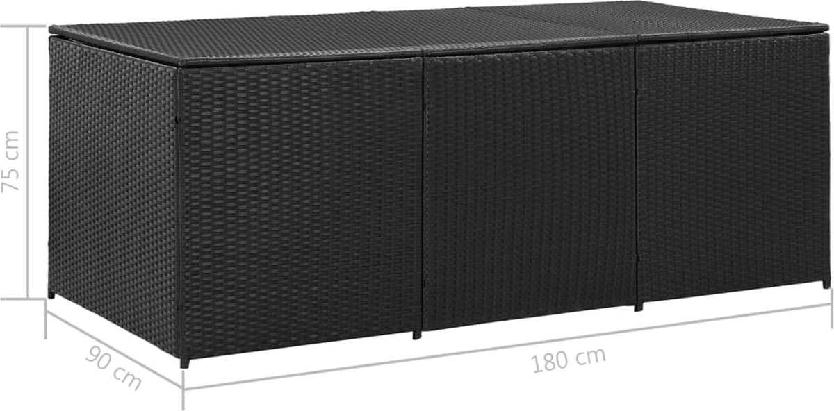 Vidaxl Tuinbox 180x90x75 Cm Poly Rattan - Zwart