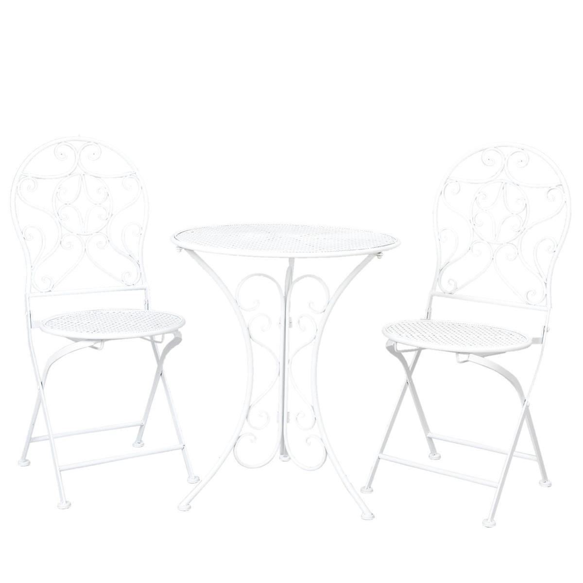 Clayre & Eef Tafel + 2 Stoelen Ø 60x70/40x40x92 Cm