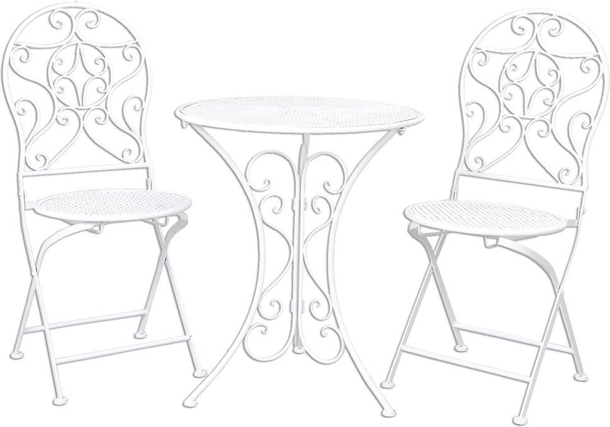 Clayre & Eef Tafel + 2 Stoelen Ø 60x70/40x40x92 Cm