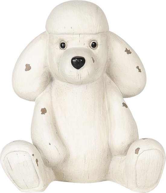 Clayre & Eef Decoratie Hond 14*12*16 Cm Kunststof Hond - Wit