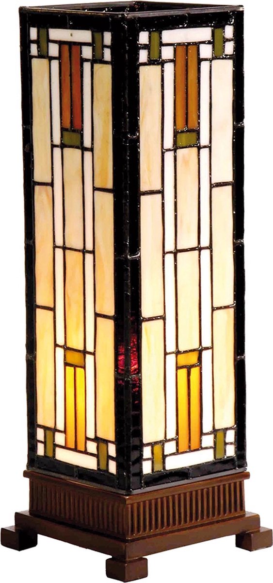 Clayre & Eef Tafellamp Tiffany 12x12x35 Cm E14/max 1x25w - Beige