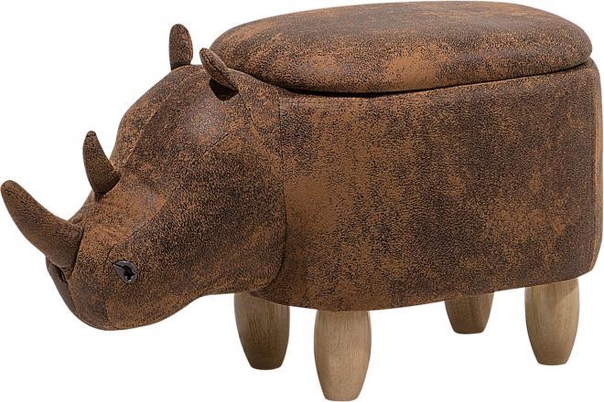 Beliani Rhino Hocker Kunstleer 32 X 60 Cm - Marrón