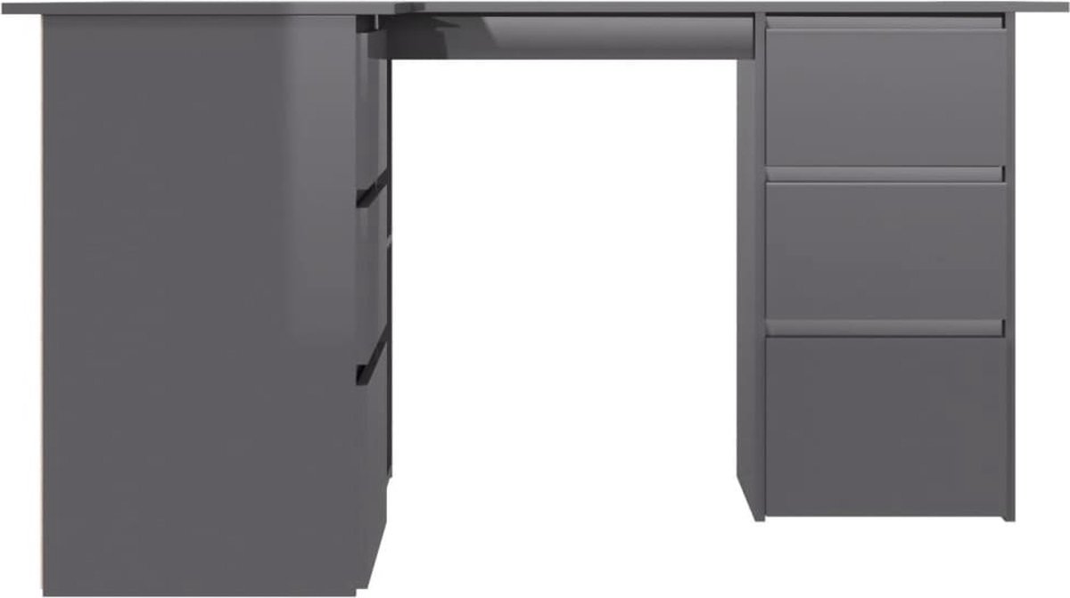 Vidaxl Hoekbureau 145x100x76 Cm Spaanplaat Hoogglans - Gris