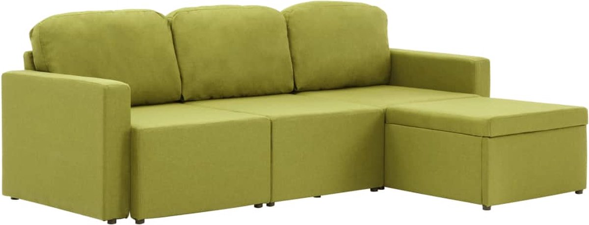 Vidaxl Slaapbank Driezits Modulair Stof - Groen