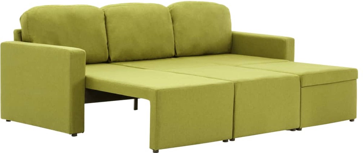 Vidaxl Slaapbank Driezits Modulair Stof - Groen