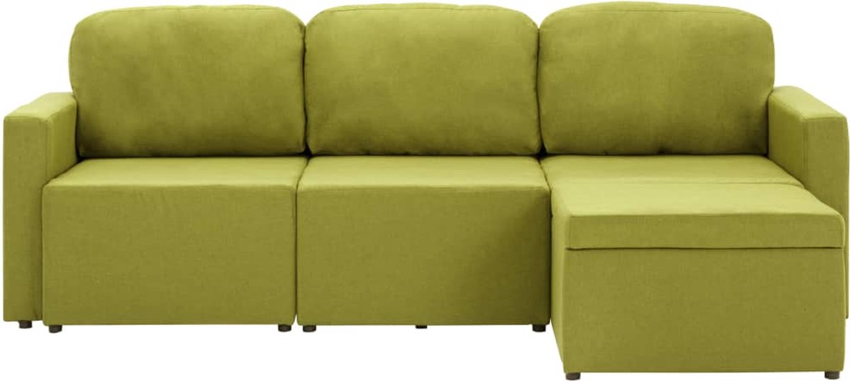 Vidaxl Slaapbank Driezits Modulair Stof - Groen