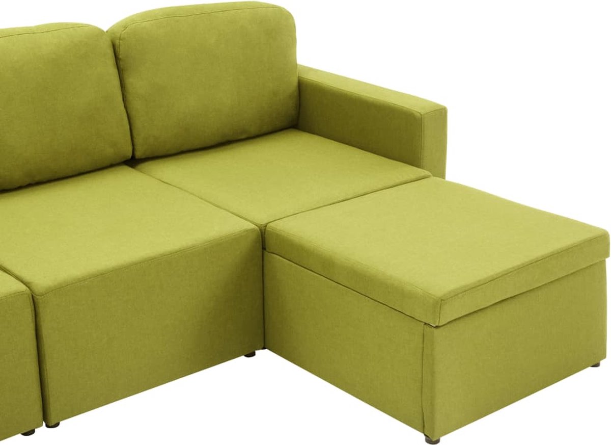 Vidaxl Slaapbank Driezits Modulair Stof - Groen