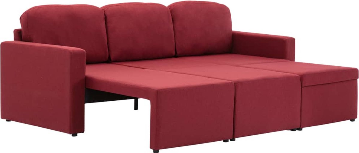 Vidaxl Slaapbank Driezits Modulair Stof Wijn - Rood