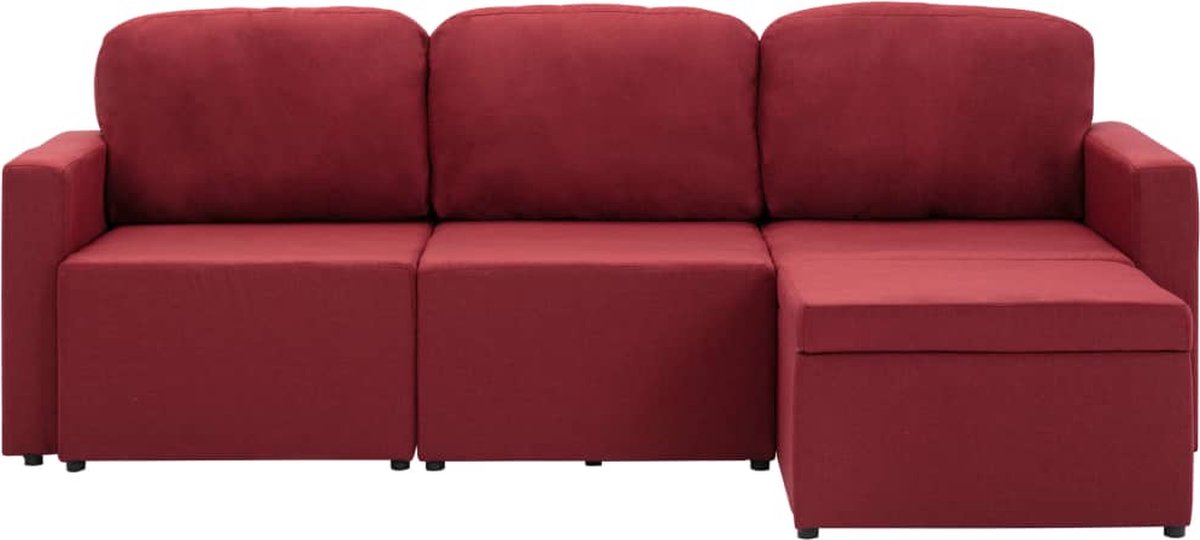 Vidaxl Slaapbank Driezits Modulair Stof Wijn - Rood