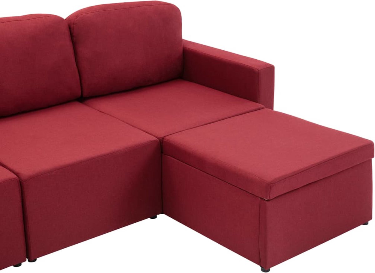 Vidaxl Slaapbank Driezits Modulair Stof Wijn - Rood